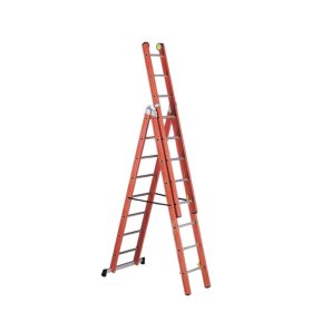   Üvegszálas szigetelt létra, kombinálható háromrészes 3x8 fok, 2,4m magas, csúszókerekekkel