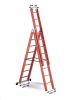 Üvegszálas szigetelt létra, kombinálható háromrészes 3x8 fok, 2,4m magas, csúszókerekekkel