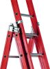 Üvegszálas szigetelt létra, kombinálható háromrészes 3x8 fok, 2,4m magas, csúszókerekekkel