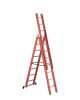 Üvegszálas szigetelt létra, kombinálható háromrészes 3x12 fok, 3,5m magas, csúszókerekekkel