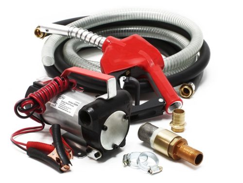 Üzemanyag szivattyú 12V DC fáradtolaj, gázolaj átfejtő pumpa 150W, töltőpisztollyal és szívócsővel
