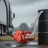 Elektromos üzemanyag-átfejtő szivattyú 76 L/perc 230V, automata töltőpisztollyal és tömlőkkel