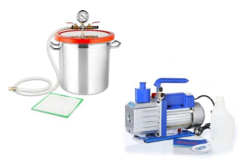 Vákuumkamra és vákuumszivattyú 230V 99 liter/perc 0,00005 Bar + 17 literes vákuumtartály