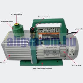   2 lépcsős vákuumszivattyú nagyteljesítményű 224 liter/perc  230V 800W  0,000003 Bar 3 Pa 8 cfm