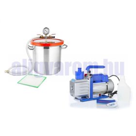 Vákuumkamra és vákuumszivattyú RS-05 230V 120W 50 liter/perc 0,00005 Bar + 17 literes vákummtartály