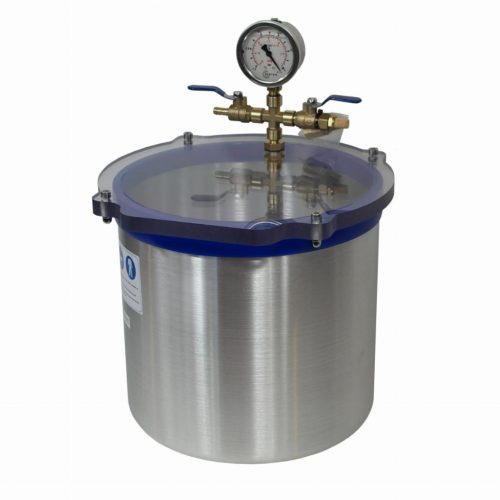 Vákuumtartály, vákuumkamra 12,5 literes alumínium, polikarbonát fedő 
