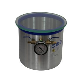   Vákuumtartály, vákuumkamra 12,5 literes alumínium, vastag edzett üveg fedő 