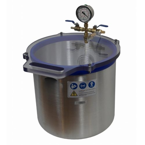 Vákuumtartály, vákuumkamra 20 literes alumínium, polikarbonát tetővel