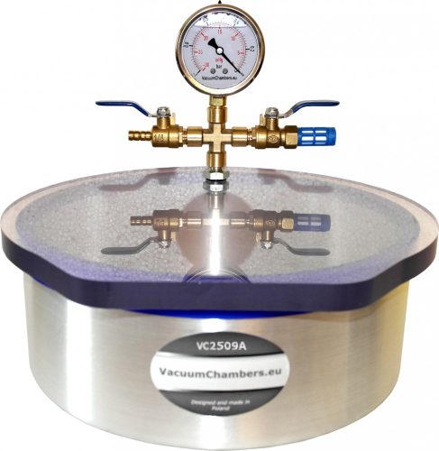 Vákuumtartály, vákuumkamra 4,8 literes alumínium, polikarbonát fedővel