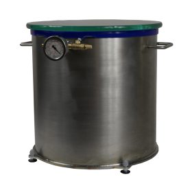   Vákuumtartály, vákuumkamra 50 literes rozsdamentes acéltartály vastag edzett üveg fedő