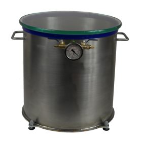   Vákuumtartály, vákuumkamra 50 literes rozsdamentes acéltartály vastag edzett üveg fedő