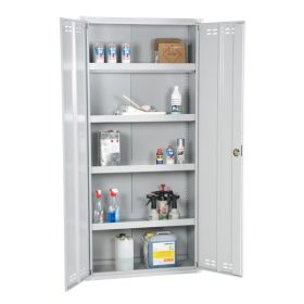   Vegyszerszekrény. Swed-Chem acélszekrény 4 db tároló polccal 75 kg/polc teherbírás 1950 x 920 x 420 mm