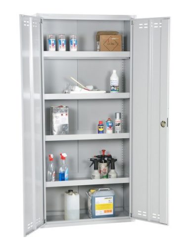 Vegyszerszekrény. Swed-Chem acélszekrény 4 db tároló polccal 75 kg/polc teherbírás 1950 x 920 x 420 mm