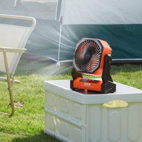   Akkumulátoros mobil ventilátor 235 m³/h– 4 fokozat, 20 000 mAh akku, oszcilláció 45 vagy 90 fokban, LED világítás, 360°-ban forgatható fej, kültéri és beltéri