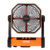 Kompakt akkumulátoros asztali ventilátor 138 CFM teljesítménnyel – 4 sebességfokozat, 20 000 mAh akku, LED világítás, 360°-ban forgatható fej, kültéri és beltéri használatra