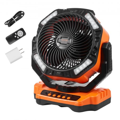 Hordozható asztali ventilátor 362 CFM légszállítással – 4 fokozat, 40 000 mAh akkumulátor, LED világítás, töltési funkció, oszcilláló fejjel, kempinghez és utazáshoz