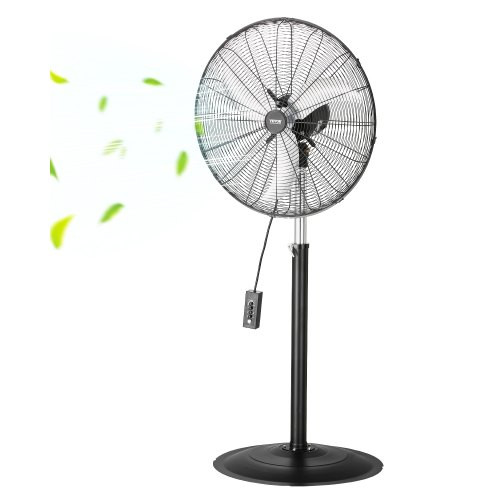 Ipari állóventilátor 670 mm lapátátmérővel – 6800 CFM légszállítás, 3 sebességfokozat, 85°-os oszcilláció, 131–193 cm között állítható magasság, robusztus szénacél kivitel