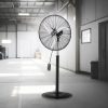 Ipari állóventilátor 670 mm lapátátmérővel – 6800 CFM légszállítás, 3 sebességfokozat, 85°-os oszcilláció, 131–193 cm között állítható magasság, robusztus szénacél kivitel
