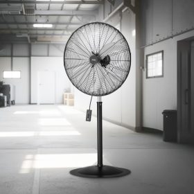   Ipari állóventilátor 810 mm-es lapátátmérővel – 3 sebességfokozat, 9100 CFM légszállítás, 85°-os oszcilláció, 136–199 cm között állítható magasság, masszív acélszerkezet