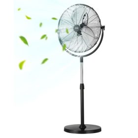   Ipari állóventilátor 560 mm lapátátmérővel – 3 fokozatú, 4200 CFM teljesítményű ventilátor, 360°-ban állítható fejjel és 115–147 cm-ig állítható magassággal