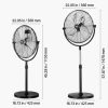 Ipari állóventilátor 560 mm lapátátmérővel – 3 fokozatú, 4200 CFM teljesítményű ventilátor, 360°-ban állítható fejjel és 115–147 cm-ig állítható magassággal