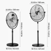 Ipari állóventilátor 560 mm lapátátmérővel – 3 fokozatú, 4200 CFM teljesítményű ventilátor, 360°-ban állítható fejjel és 115–147 cm-ig állítható magassággal
