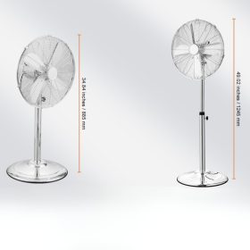   Professzionális, állítható magasságú ipari állóventilátor – 398 mm-es oszcilláló fej, 3 sebességfokozattal, 75°-os szögben forgatható, 55 W-os motorral