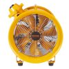 Építőipari ventilátor 300 W AC motor Építőipari ventilátor 2850 rpm Építőipari ventilátor Fúvó 916 L/s (1942 CFM) Axiális ventilátor 3 m tápkábel Axiális ventilátor 66 dB zajszint Ipari ventilátor IP44
