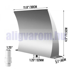   Szökőkút ívelt házi vízesés 11,5x30 cm rozsdamentes acél vízköpő medencéhez