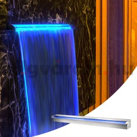   Rozsdamentes acél vízesés medencékhez és tavakhoz LED világítással – 90 x 11,5 x 8 cm