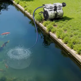   Tólevegőztető szivattyúkészlet 590W 1400 fordulat/perc 30,5 m tömlővel és 360°-os nano diffúzorral