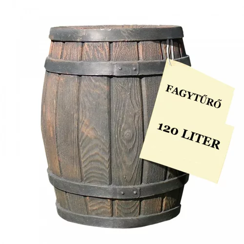 Esővízgyűjtő tartály víztartó 120 literes vízgyűjtő fahordó mintájú műanyag hordó ciszterna