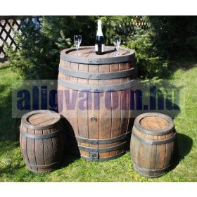 Esővízgyűjtő tartály víztartó 120 literes fahordó mintájú műanyag hordó ciszterna