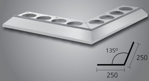 OX Maxi terasz szegély külső sarokprofil 135° Eloxált alumínium 25x25 cm tompa sarokelem