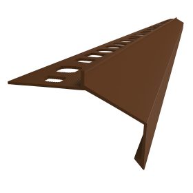   OX Mini teraszszegély barna RAL 8028 alumínium 20 mm kilógás Padlólap alá vízvető profil 2500 mm