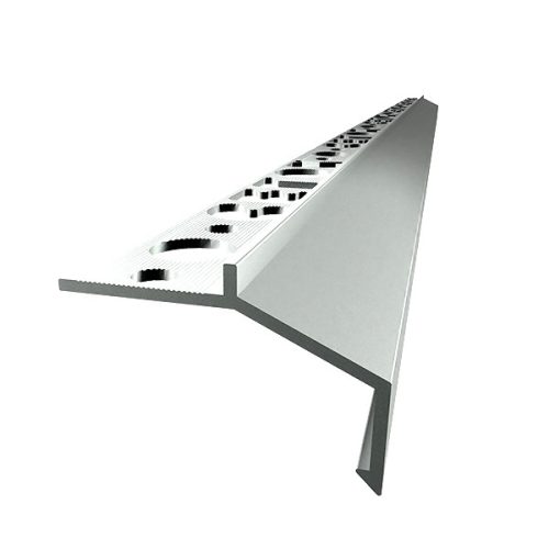 OX Mini teraszszegély Natúr alumínium 20 mm kilógás Padlólap alá vízvető profil 2500 mm