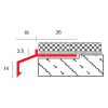 OX Mini teraszszegély szürke alumínium 20 mm kilógás RAL 7035 vízvető profil 2500 mm