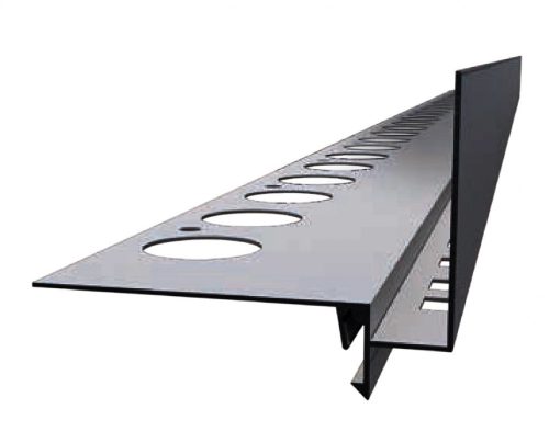 OX RT30 Magas teraszszegély Antracit 30-70 mm magas WPC és térkő vízvető profil erkély balkon terasz 1 szál 2,5 m teraszszegő függőfolyosó élzáró