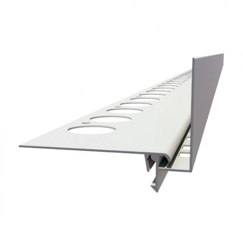 OX RT30 Magas teraszszegély szürke 30-70 mm magas WPC és térkő vízvető profil erkély balkon terasz teraszszegő függőfolyosó élzáró