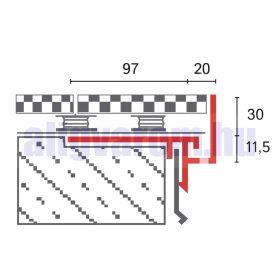   OX RT30 Magas teraszszegély szürke 30-70 mm magas WPC és térkő vízvető profil erkély balkon terasz teraszszegő függőfolyosó élzáró