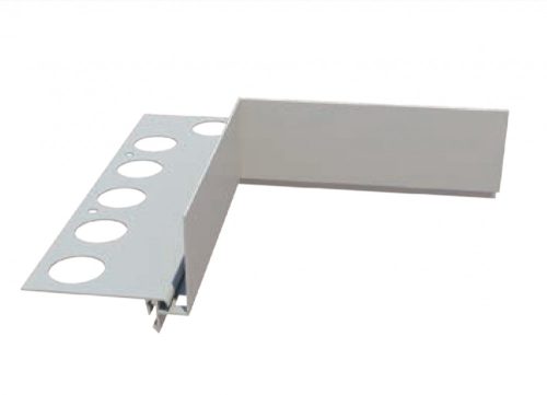 OX RT60 Belső sarokelem magas teraszszegélyhez Szürke 60-100 mm takarás WPC térkő vízvető profil erkély balkon terasz függőfolyosó