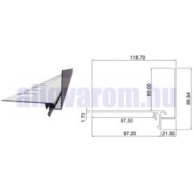   OX RT60 Magas teraszszegély Szürke 60-100 mm magas WPC és térkő vízvető profil erkély balkon terasz teraszszegő függőfolyosó élzáró