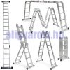 Trepnis multifunkciós csuklós létra pallóval 4,6 méter magas, platfrommal, 4 részes összehajtható, összecsukható, 4x4 létrafok