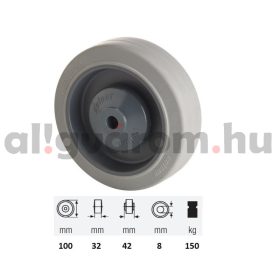   WPPF 1002 5100, prémium PERFORMA tömörgumi futófelület, 100 mm  átmérő, 150 kg teherbírás, golyós csapágyazás