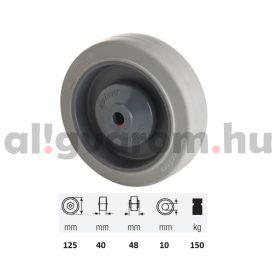   WPPF 1252 5100, prémium PERFORMA tömörgumi futófelület, 125 mm átmérő, 180 kg teherbírás, golyós csapágyazás