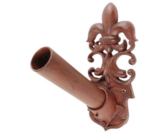 Zászlótartó antik hatású nosztaligia öntöttvas fali zászlórúd tartó 1 régies díszes kivitel