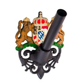   Díszes zászlórúd tartó  öntöttvas fali zászlótartó koronás díszitéssel